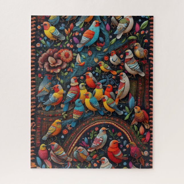 Chorus of Feathered Dreams in Blooming Harmony Jigsaw Puzzle (Vertical)