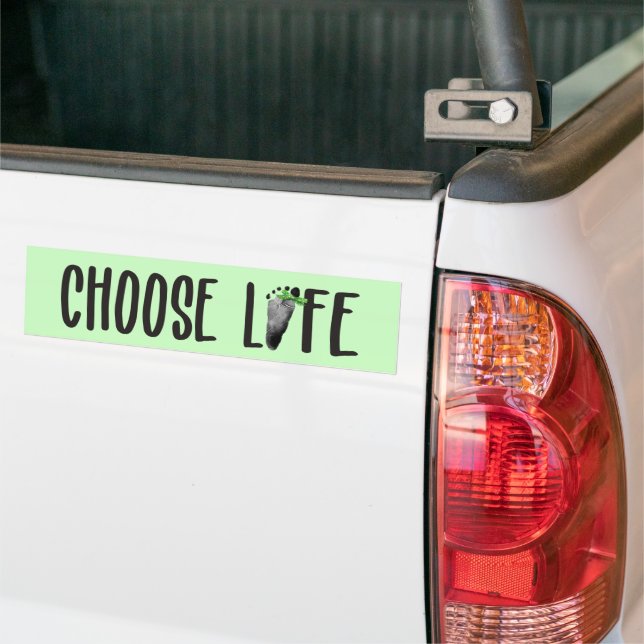 Chose Life Baby Footprint with Bow   Bumper Sticker (On Truck)