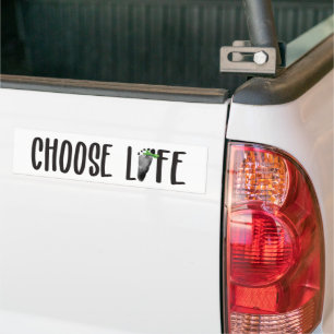Chose Life Baby Footprint with Bow Bumper Sticker