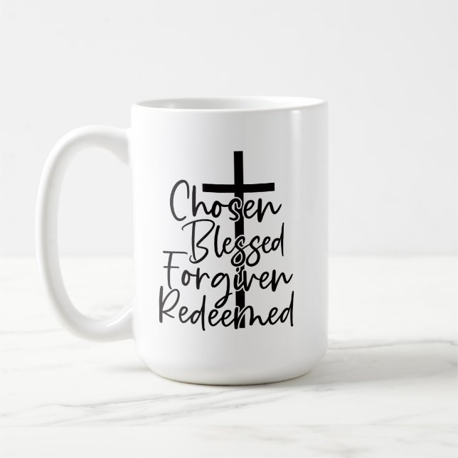 Chosen Blessed Forgiven Redeemed-5572 Coffee Mug (Left)