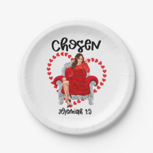 Chosen Jeremiah 1:5 Valentine Galentines Day God Paper Plate