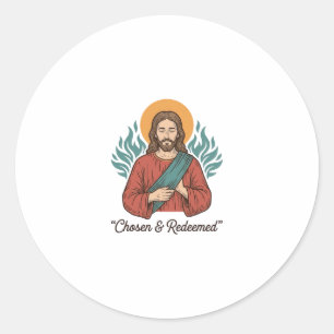 Chosen & Redeemed Christian Vintage Jesus T-Shirt Classic Round Sticker