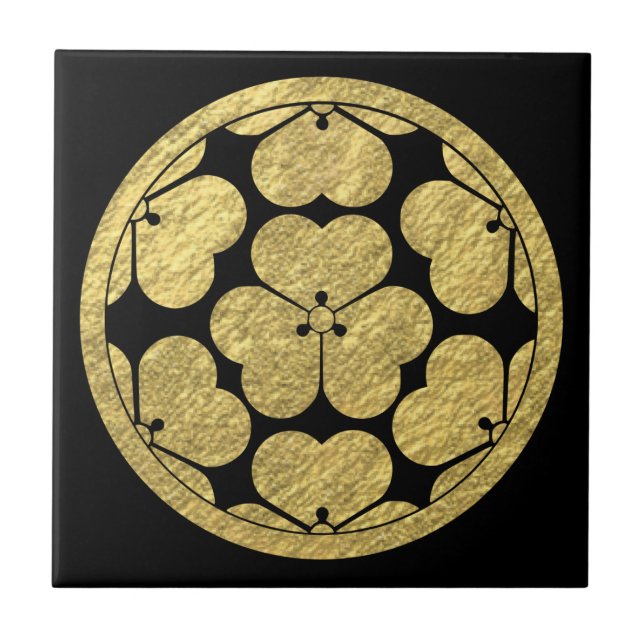 Chosokabe Mon Japanese samurai clan Ceramic Tile (Front)