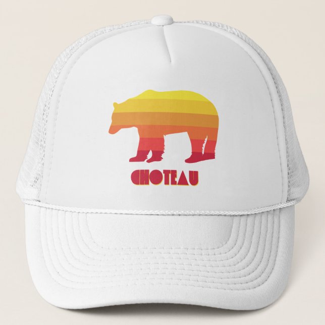 Choteau Montana Rainbow Bear Trucker Hat (Front)