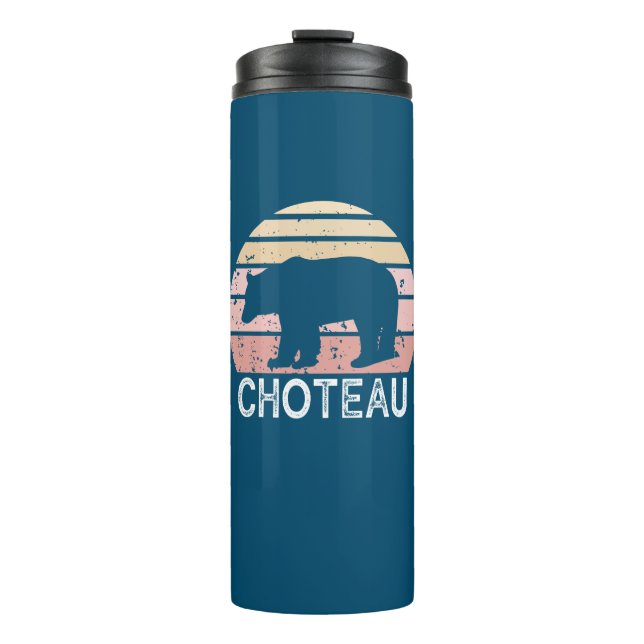Choteau Montana Retro Bear Thermal Tumbler (Front)