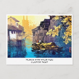 Chou Xing Hua Suzhou Scenery river sunset painting Postcard