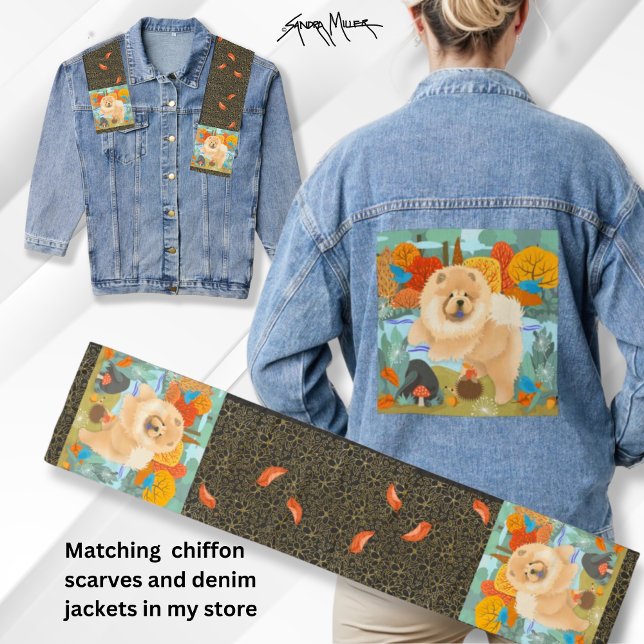 CHOW & BLUEBIRDS Denim Jacket (Check out my store for matching chiffon scarvs to go with your denim jacket.  2 sizes available)