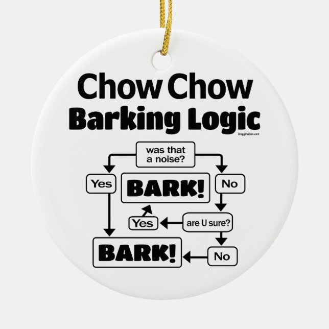 Chow Chow Barking Logic Ceramic Ornament (Front)