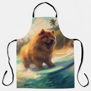 Chow Chow Beach Surfing Painting Apron