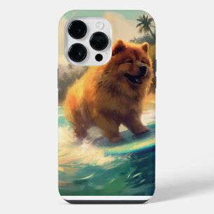 Chow Chow Beach Surfing Painting iPhone 14 Pro Max Case