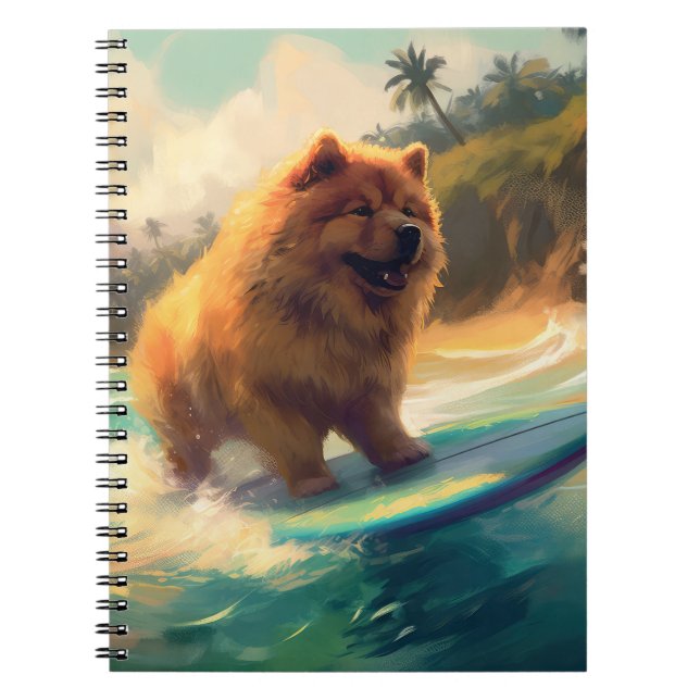 Chow Chow Beach Surfing Painting Notebook (Front)