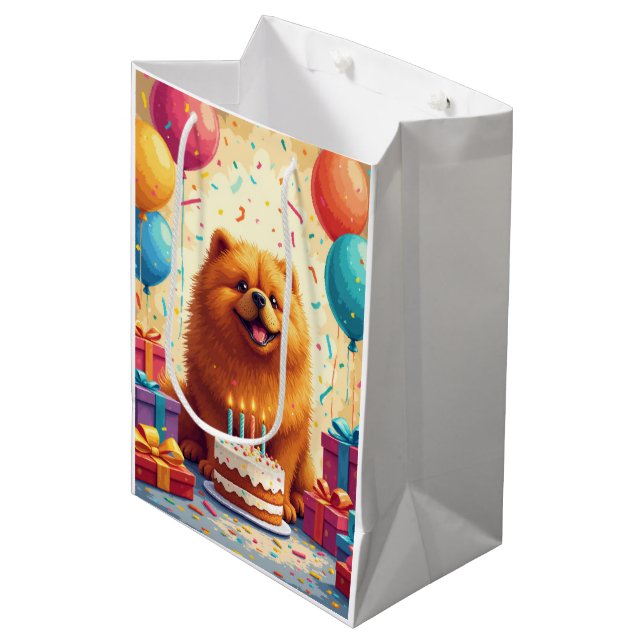 Chow Chow Birthday Celebration Medium Gift Bag (Front Angled)