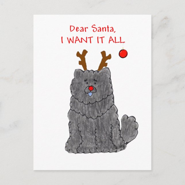 Chow Chow Black Dear Santa Holiday Postcard (Front)