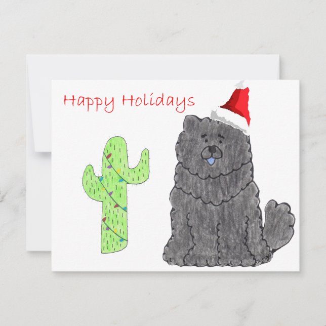 Chow Chow Black Holiday Card (Front)