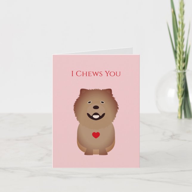 Chow Chow Card, Dog Valentine, Valentine's Day Note Card (Front)