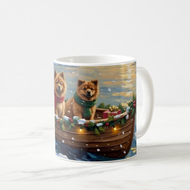 Chow Chow Christmas Boat Holiday Coffee Mug (Front Right)