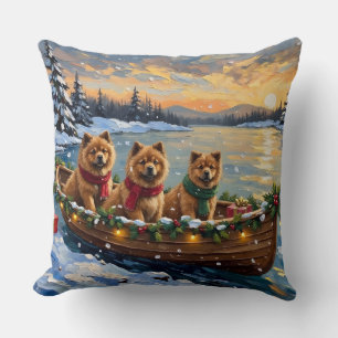 Chow Chow Christmas Boat Holiday Cushion