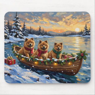 Chow Chow Christmas Boat Holiday Mouse Pad