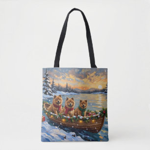 Chow Chow Christmas Boat Holiday Tote Bag