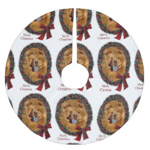 Chow Chow Christmas Brushed Polyester Tree Skirt