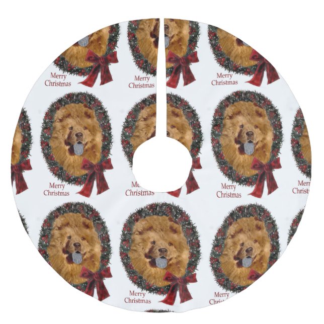 Chow Chow Christmas Brushed Polyester Tree Skirt (Front)