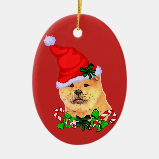 Chow Chow Christmas Ceramic Ornament (Front)