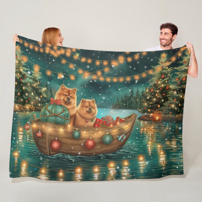 Chow Chow Christmas Festive Voyage Fleece Blanket (In Situ)