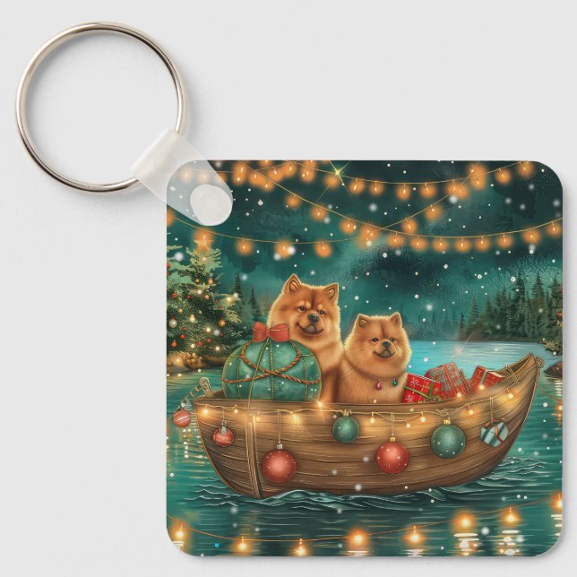 Chow Chow Christmas Festive Voyage Key Ring (Front)