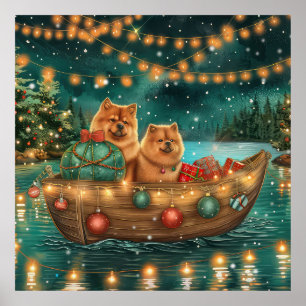 Chow Chow Christmas Festive Voyage Poster