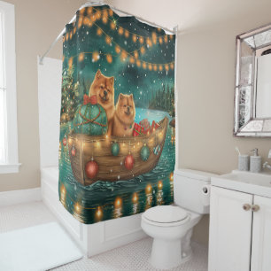 Chow Chow Christmas Festive Voyage Shower Curtain