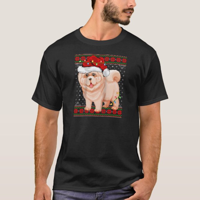 Chow Chow Christmas Lights Ugly Sweater Chow Chow  (Front)