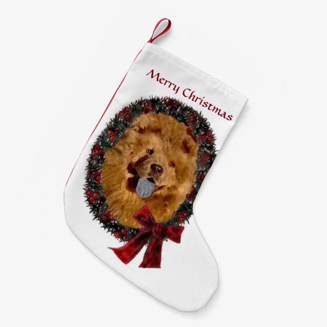 Chow Chow Christmas Small Christmas Stocking (Front (Hanging))