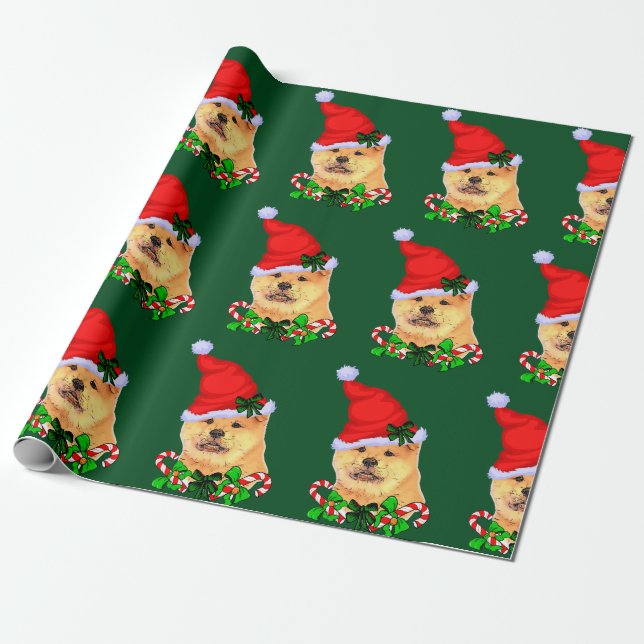 Chow Chow Christmas Wrapping Paper (Unrolled)