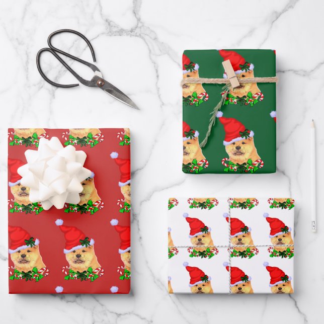 Chow Chow Christmas Wrapping Paper Sheet (Front)