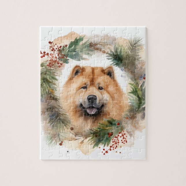 chow chow Christmas Wreath Festive Pup  Jigsaw Puzzle (Vertical)