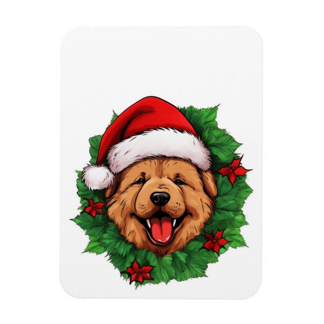 Chow Chow Christmas Wreath Magnet (Vertical)