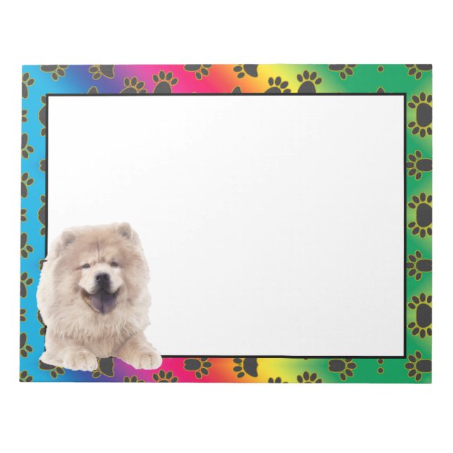 Chow Chow colourful dog paw pattern notepad (Front)