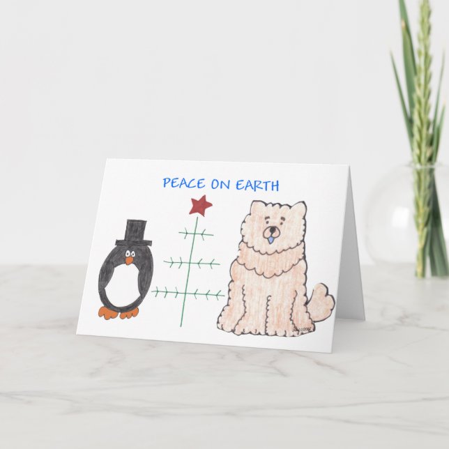Chow Chow Cream Peace On Earth Holiday Card (Front)
