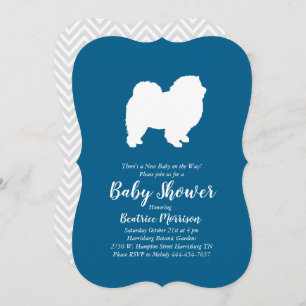 Chow Chow Dog Baby Shower Boy Blue Invitation