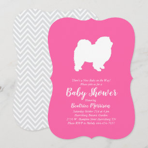 Chow Chow Dog Baby Shower Girl Pink Invitation