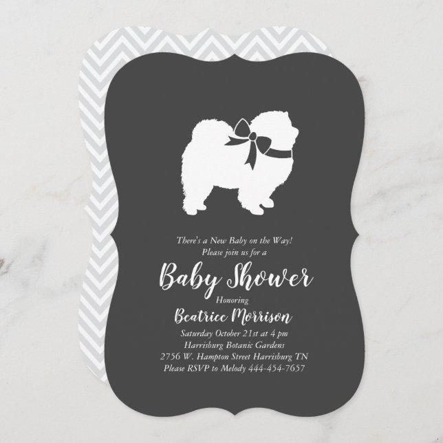 Chow Chow Dog Baby Shower Neutral Invitation (Front/Back)