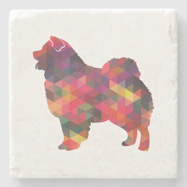 Chow Chow Dog Breed Geo Silhouette Multi Stone Coaster (Front)
