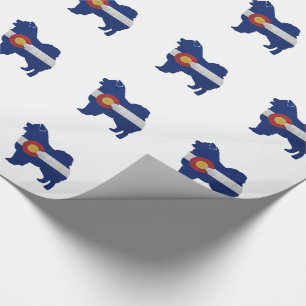 Chow Chow Dog Breed Silhouette Colorado Flag Wrapping Paper