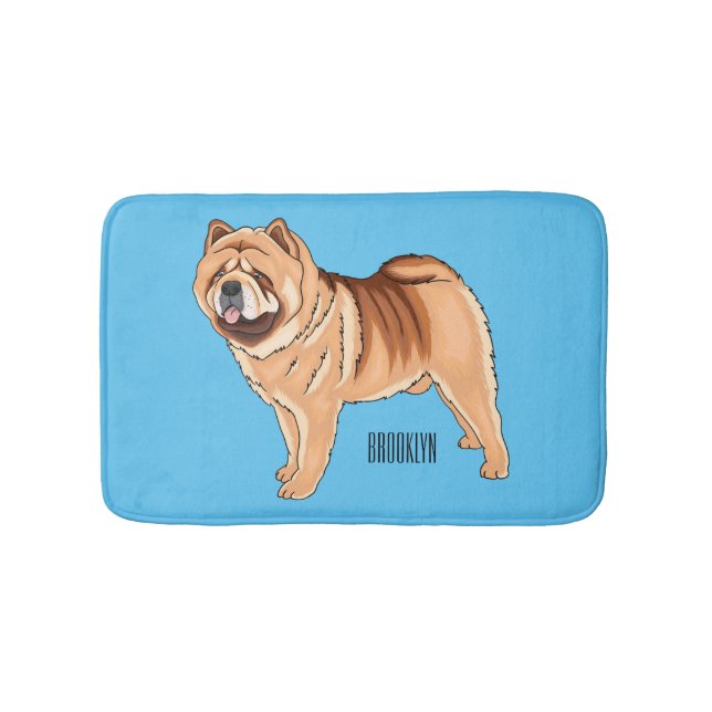 Chow Chow dog cartoon illustration Bath Mat (Front)