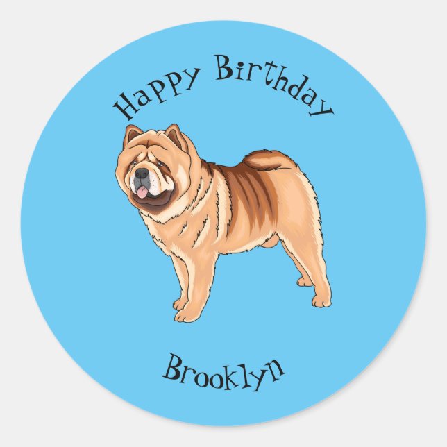 Chow Chow dog cartoon illustration Classic Round Sticker (Front)