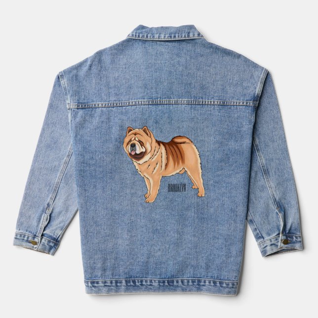 Chow Chow dog cartoon illustration Denim Jacket (Back)