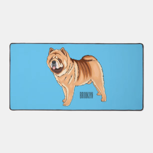 Chow Chow dog cartoon illustration Desk Mat