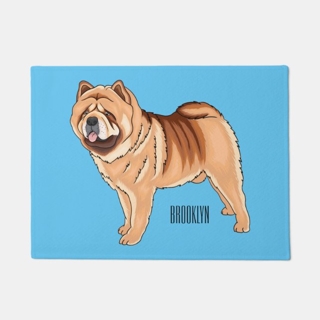 Chow Chow dog cartoon illustration Doormat (Front)