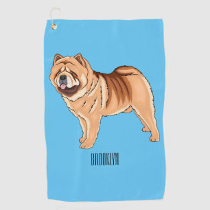 Chow Chow dog cartoon illustration Golf Towel