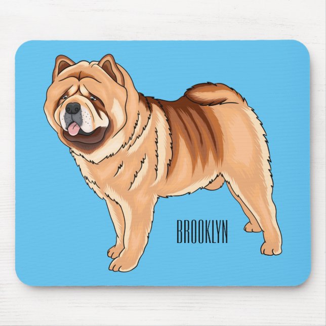 Chow Chow dog cartoon illustration  Mouse Pad (Front)